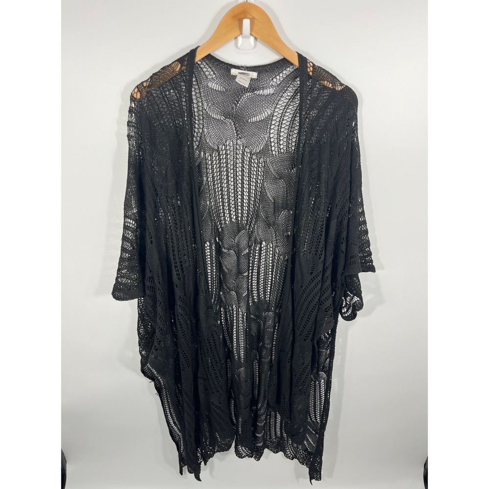 Womens Crochet Knit Kimono ONE SIZE Black Dark Fairy Grunge Boho‎ Festival